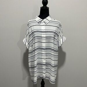 Alfani Short sleeve, Button Down, Black, White, Size 18 W